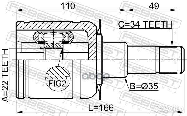 ШРУС внутренний правый 22X35X34 подходит для CA