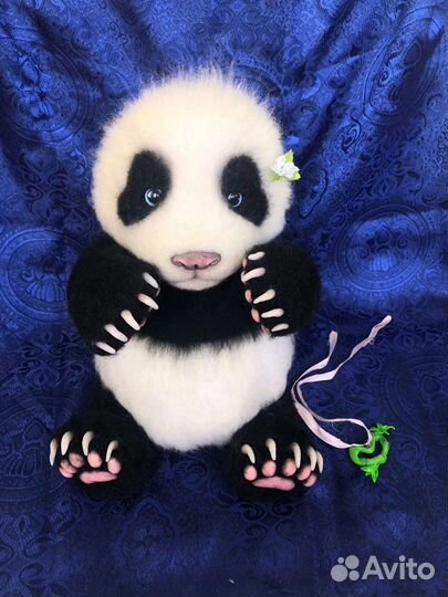 Панда игрушка из натуральной шерсти мериноса