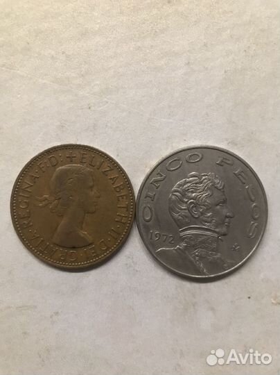 Монеты Мексики и Великобритании