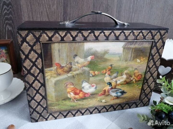 Чайная шкатулка на 3 вида чая Птичий двор