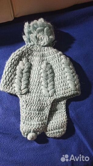 Шапка натур вязаная