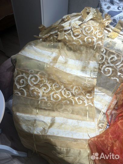 Римские шторы органза золотисто-желтые