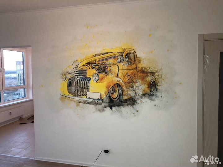 Роспись стен вертикальным принтером