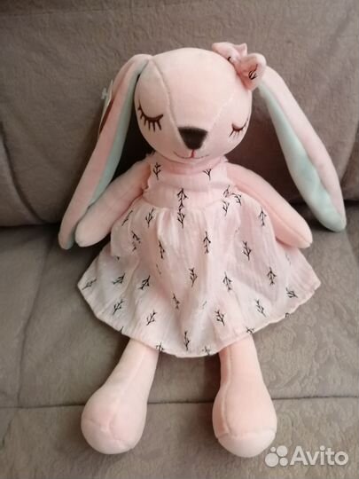 Мягкая игрушка, спящая зайка 35 см