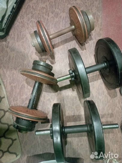 Гантели, блины, гири, штанги, скамейки, грифы