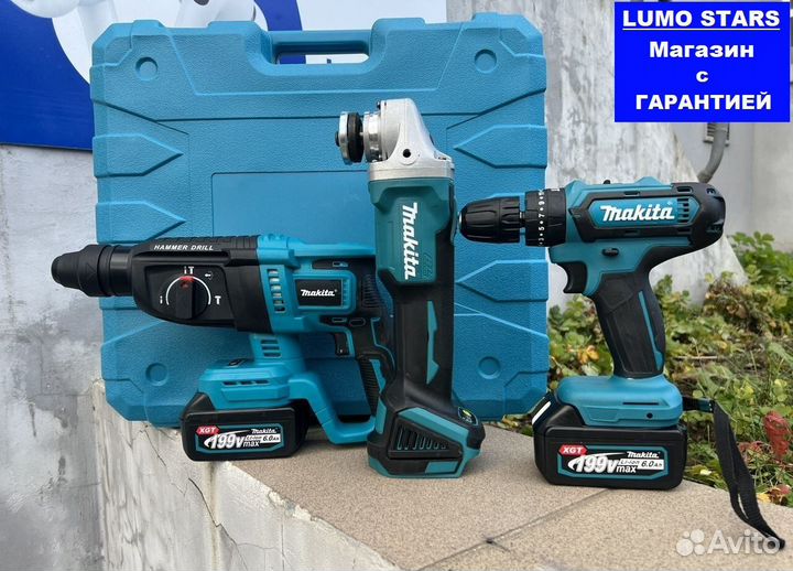 Makita 3 в 1 ушм + шуруповерт + перфоратор