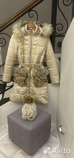 Зимнее пальто для девочки 146 теплое