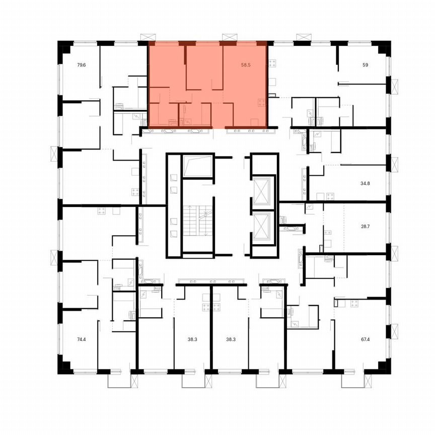 2-к. квартира, 58,5 м², 6/12 эт.