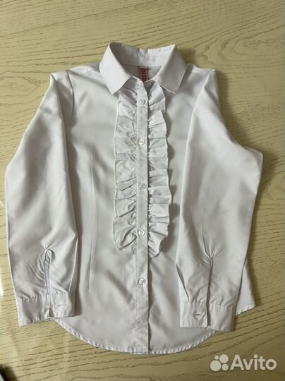 Блузка белая для девочек 128