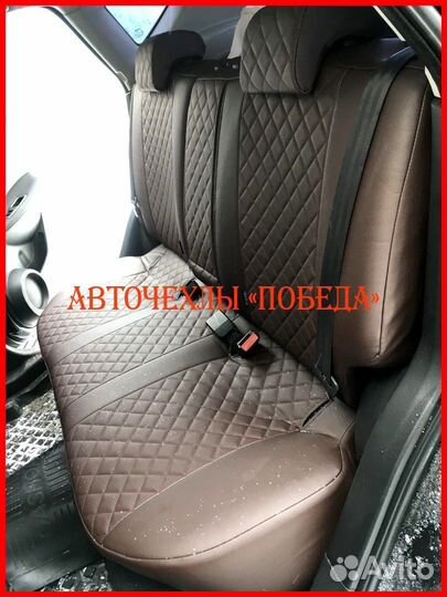 Чехлы Nissan Qashqai 1 из экокожи шоколадные Ромб