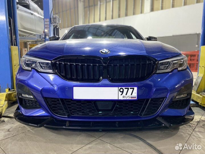 М губа сплиттер BMW G20 черный глянец