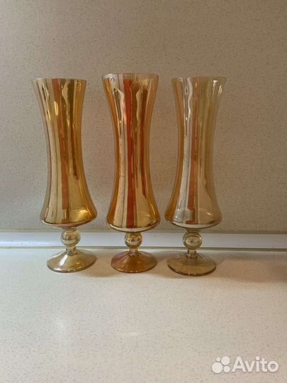 Вазы винтажные карнавальное бензиновое стекло