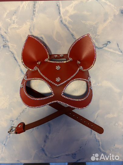 Маска кошки, маска коженная, маска карнавальная