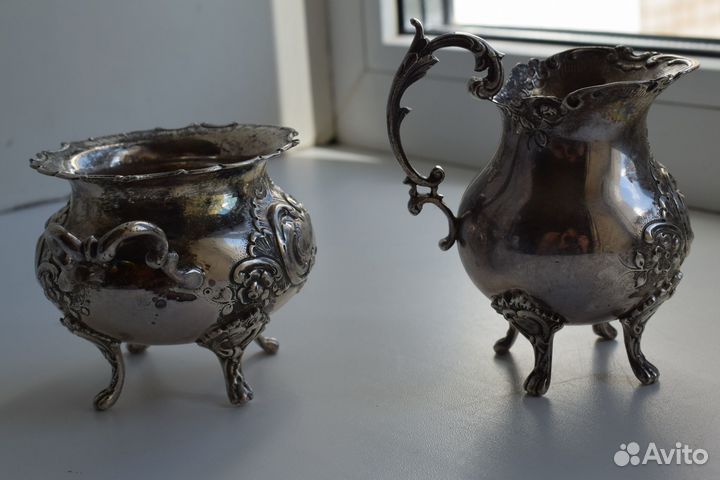 Серебряные сливочник и сахарница 800 проба