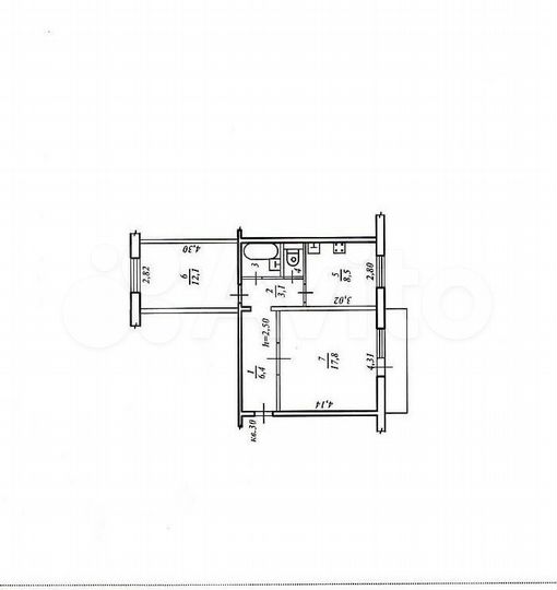 2-к. квартира, 51 м², 5/5 эт.