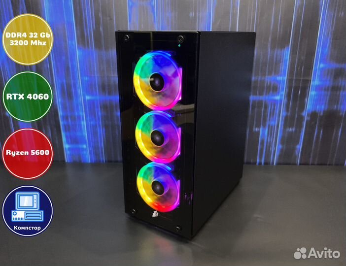 Сборка мощного пк AMD5600-RTX4060-32DDR4-PBF16-A520