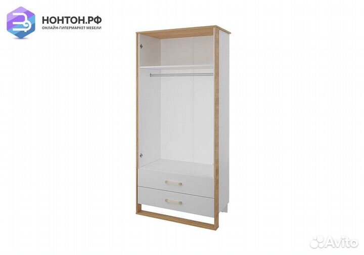 Шкаф двухдверный Сити бело-серый / дуб небраска