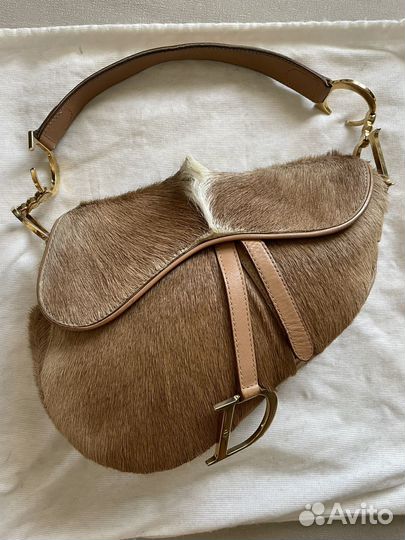 Винтажная сумка седло из меха пони Dior оригинал