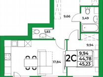 1-к. квартира, 45,2 м², 3/9 эт.