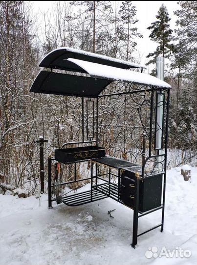 Мангал с печью под казан