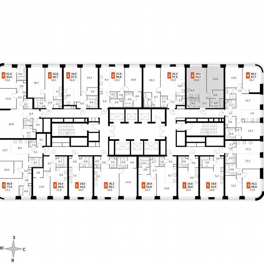 1-к. квартира, 53 м², 32/49 эт.