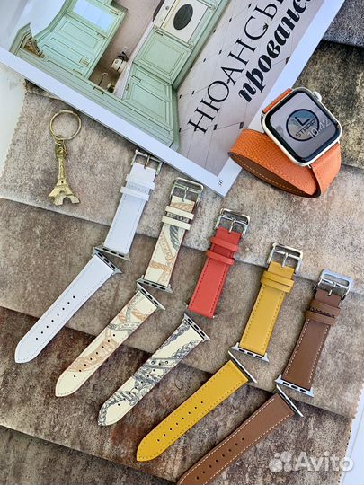 Кожаный ремешок Hèrmes для Apple Watch 3/4/5/6/7/8