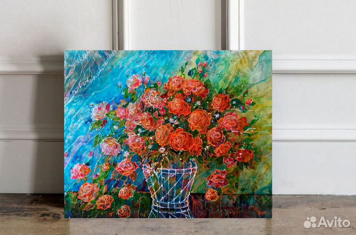 Витражная картина.Розы