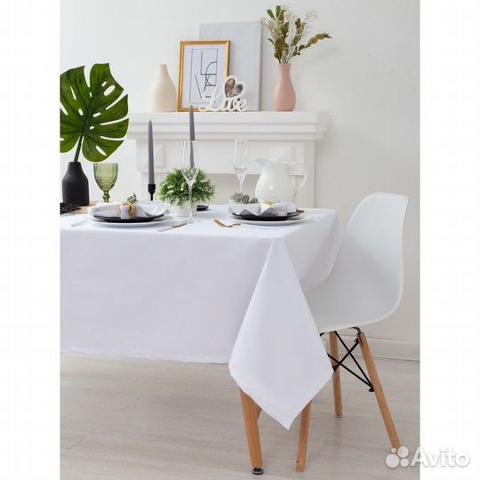 Скатерть Этель 150х150 См, однотонная цвет белый