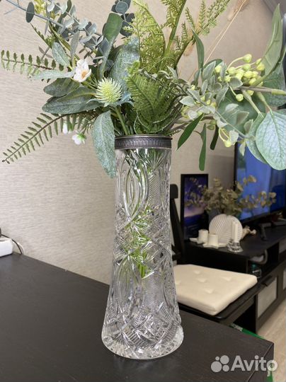 Хрустальная ваза с серебром 875 СССР