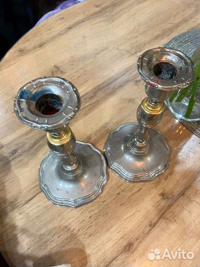 Старинный подсвечник, посеребрёный