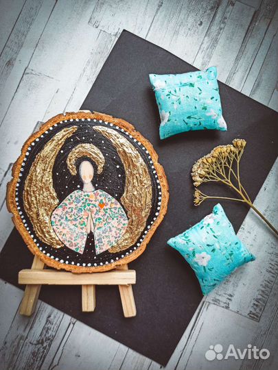 Картина Ангел, роспись на спиле