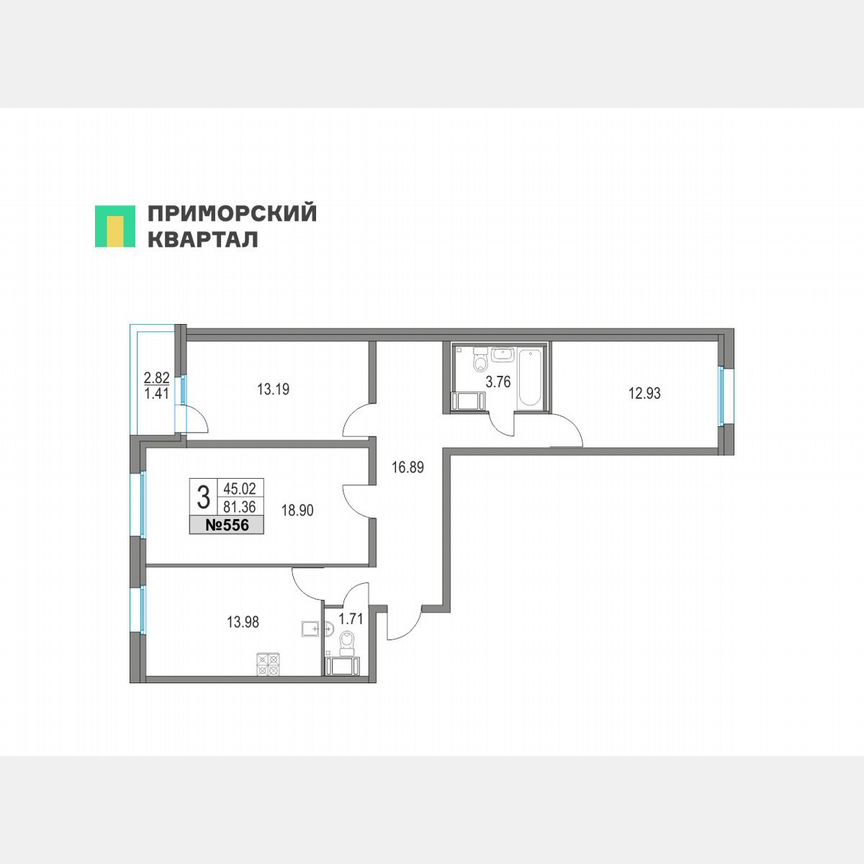 3-к. квартира, 81,4 м², 4/25 эт.