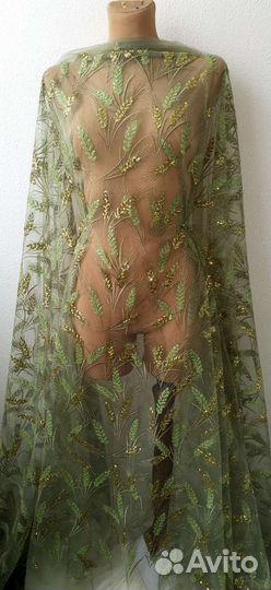 Ткань с пайетками. Процветание, колоски