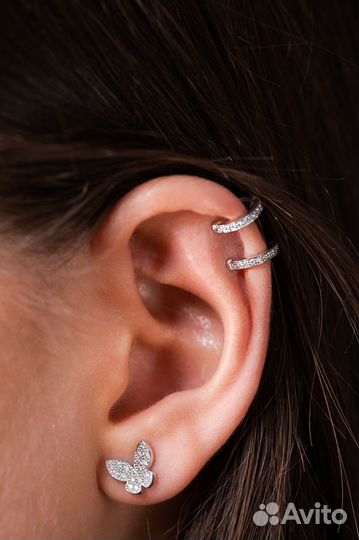 Серьги DeRosa White Gold Butterfly Cuff 0,35 ct Ro