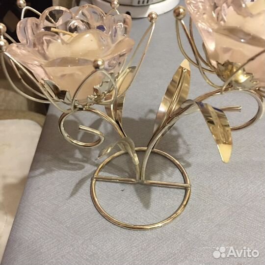 Хромированный подсвечник двухрожквый