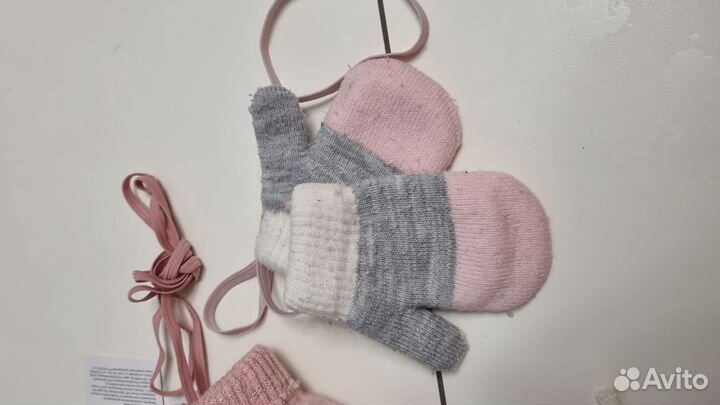 Шапка зимняя для девочки 46 48 новая,варежки новые