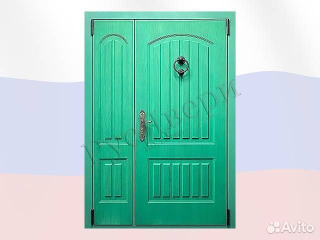 Двустворчатая металлическая дверь для улицы