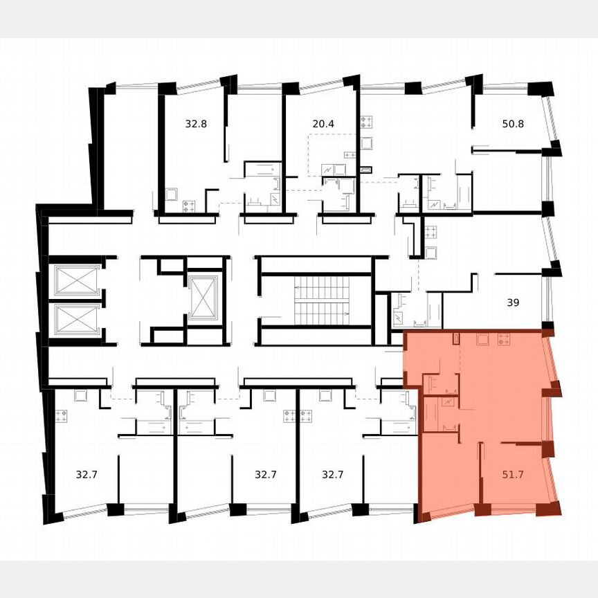2-к. квартира, 51,7 м², 23/23 эт.