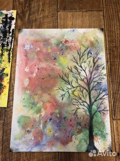 Картины на грунтованном холсте, выполнены акрилом