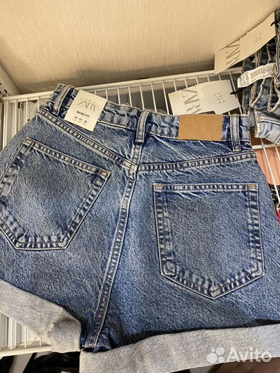 Джинсовые шорты zara mom fit 36