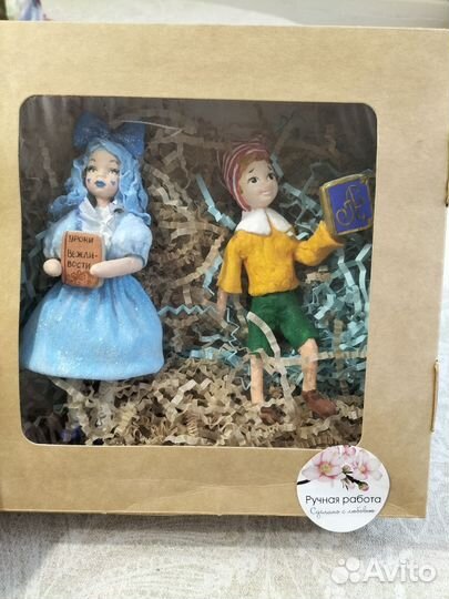 Ватные игрушки Мальвина и Буратино