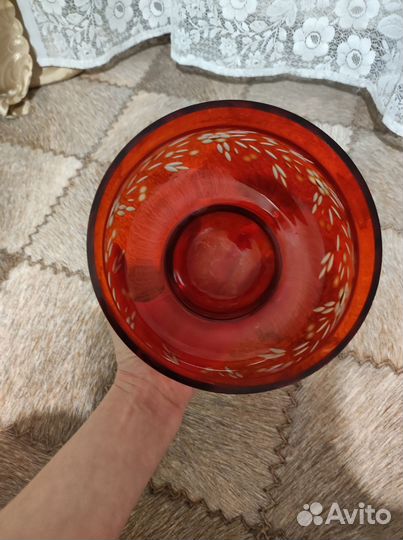 Салатник СССР,Конфетница,ваза красное стекло