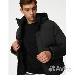 Пуховик с перьями и пухом Marks & Spencer, черный