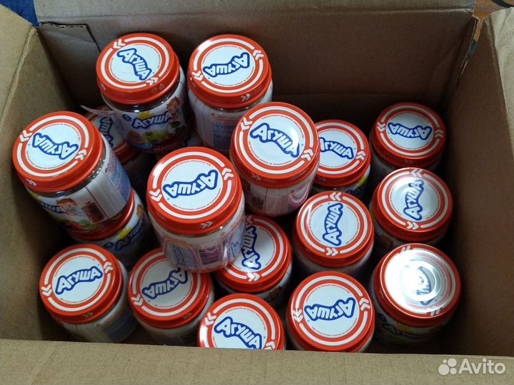 Фруктовое пюре Агуша 20банок и смесь Агуша 2