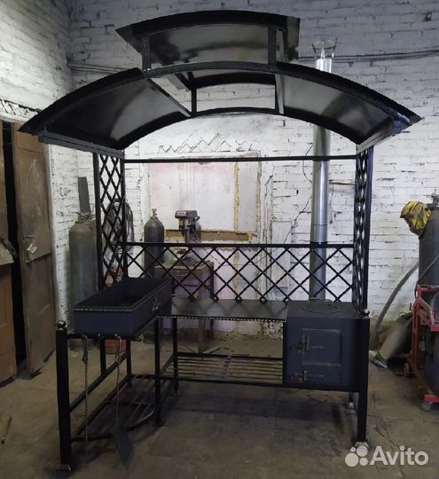 Мангал с печью под казан