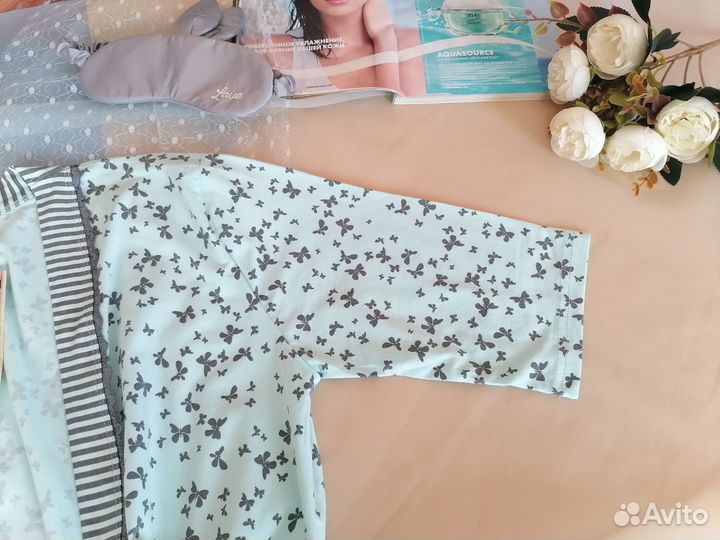 Новая пижама с бриджами и халатом женская 42-44