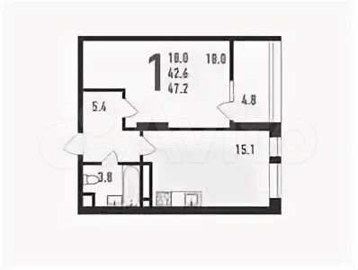 1-к. квартира, 47,2 м², 17/17 эт.