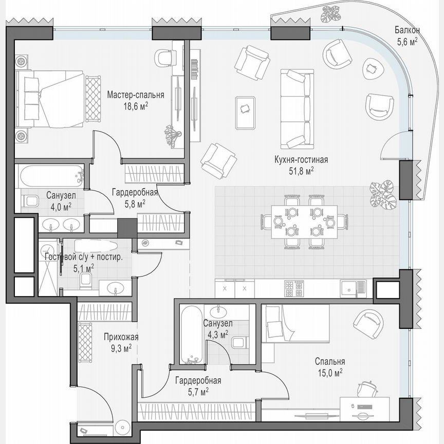2-к. квартира, 125 м², 4/14 эт.