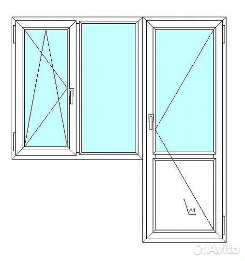 Балконный блок veka WHS60, 2-кам. с/п, 1700x2200