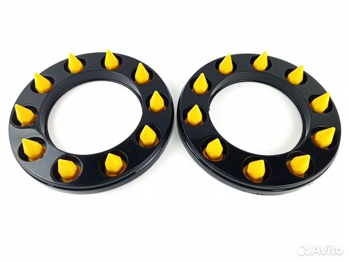 Колпаки черные обод 22.5 с колпачками пики желтыми